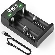 BONAI Universal Battery Charger for NI-MH 1.2 V AA AAA C D & 3.7 V 18650 21700 26650 Li-ion Batteries, Intelligent 2 Bay Battery Charger