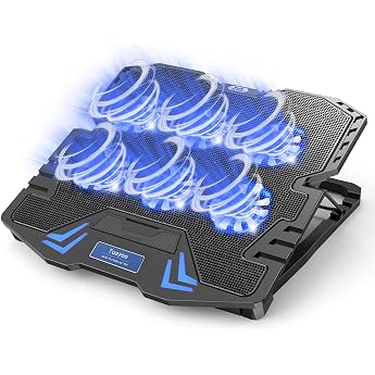Tuayoo New Arrival Strong Cooling Fan - Laptop Cooling Pad with Cooling Stand, 6 Cooling Fans, 5-Level Height Adjustment, Adj