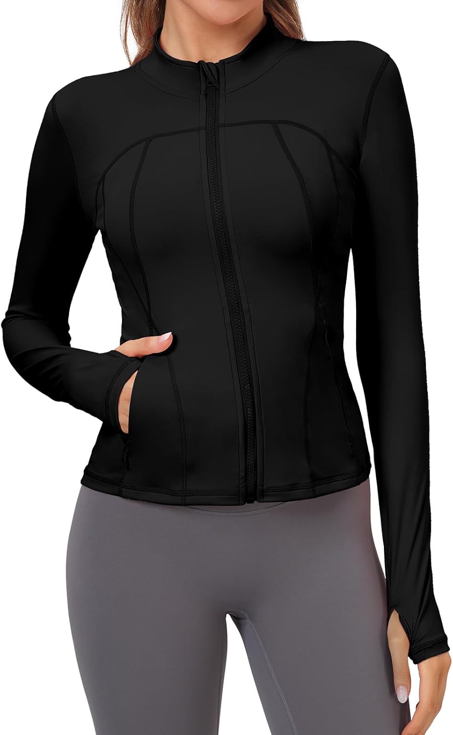 VUTRU Womens Workout Yoga Jacket Lightweight Zip Up Athletic Jacket Lightweight Cropped Jacekt with Pockets - Image 2