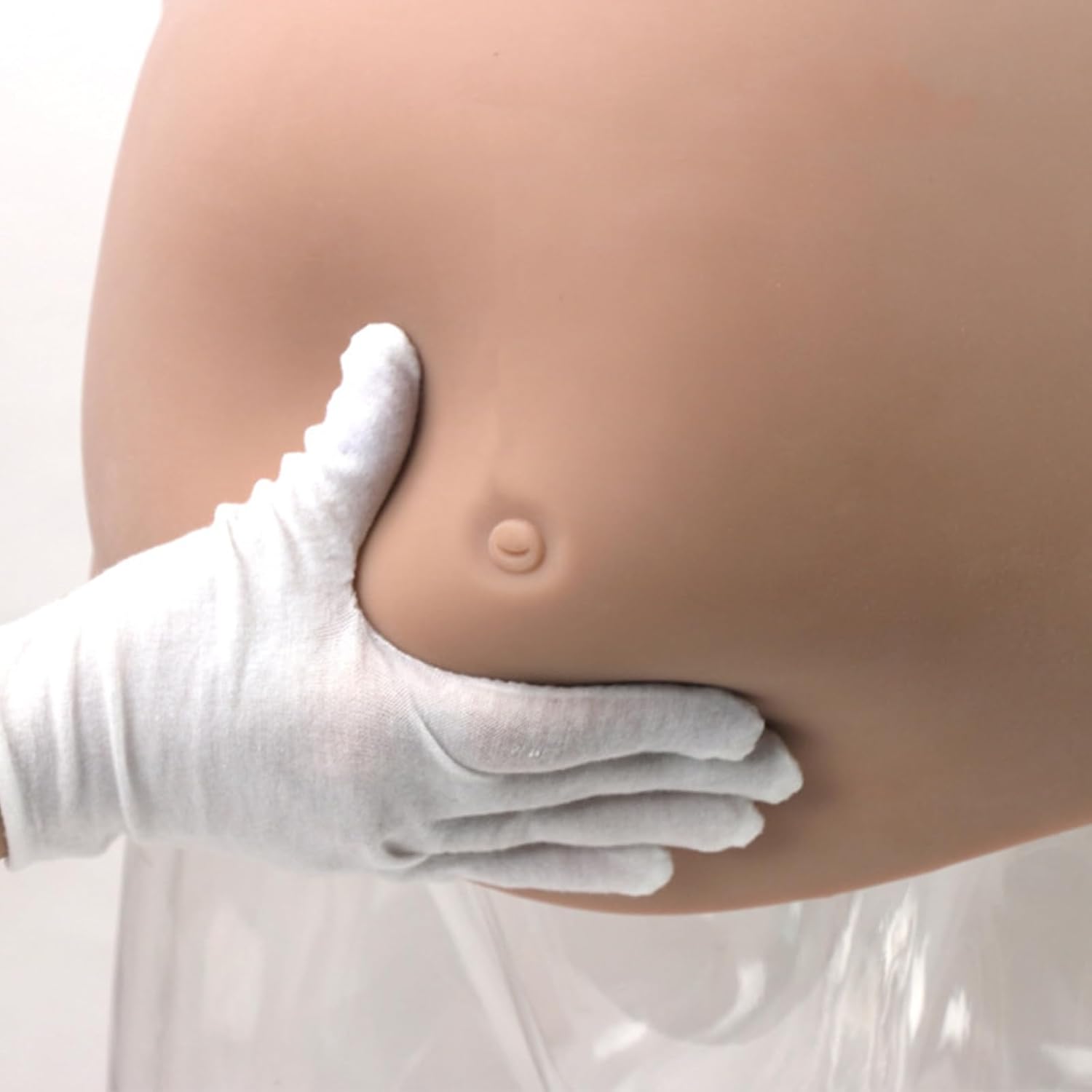 Fake Pregnant Belly with Silk Cotton Filling, Concave Bottom Artificial Silicone False Tummy for Flims Props, Cosplay