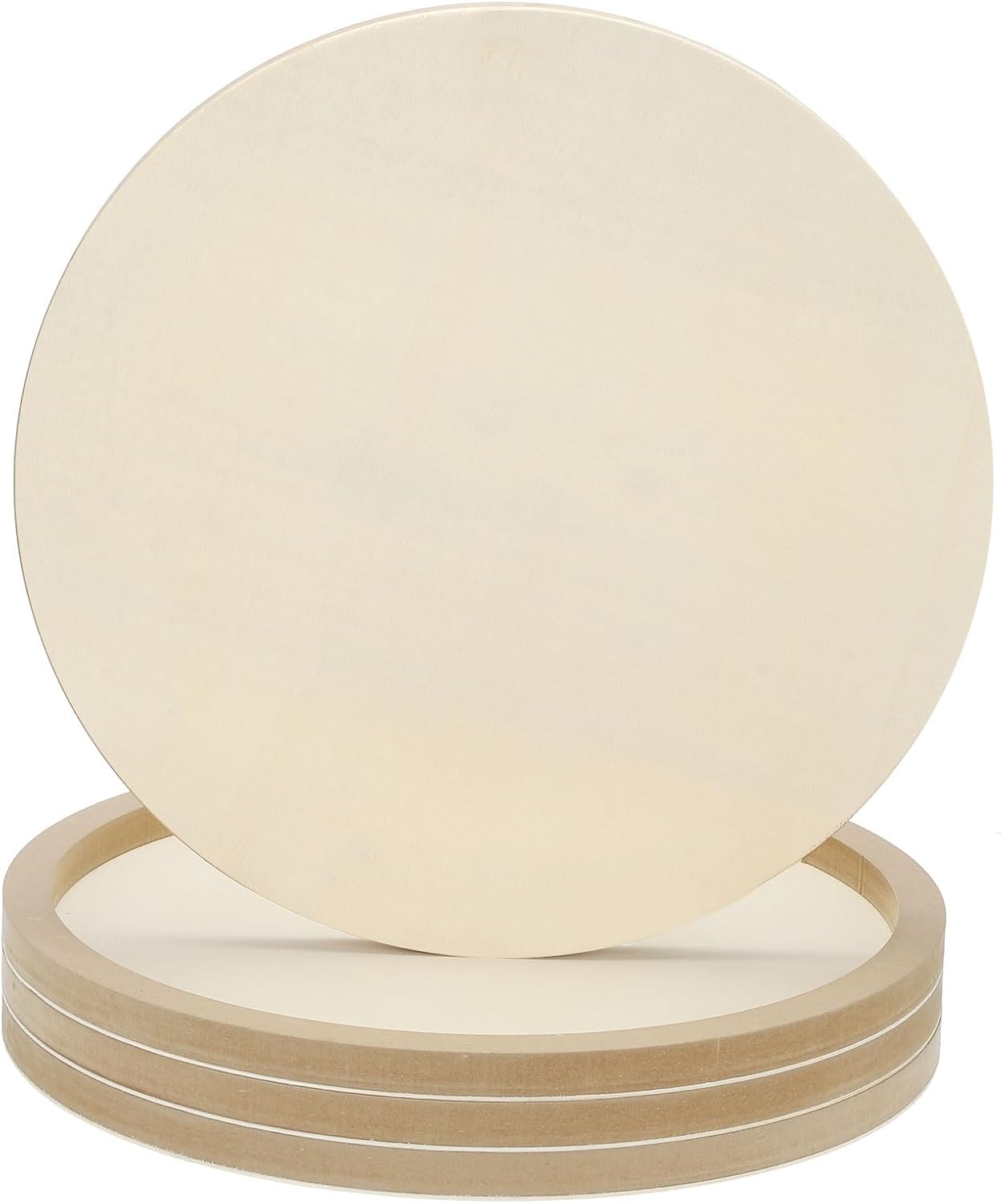 PATIKIL 16" Round Wood Canvas Panels, 4pcs Unfinished Wood Plaque Disc Circle Board for Craft Projects, Art Painting, Carving, Engraving, DIY