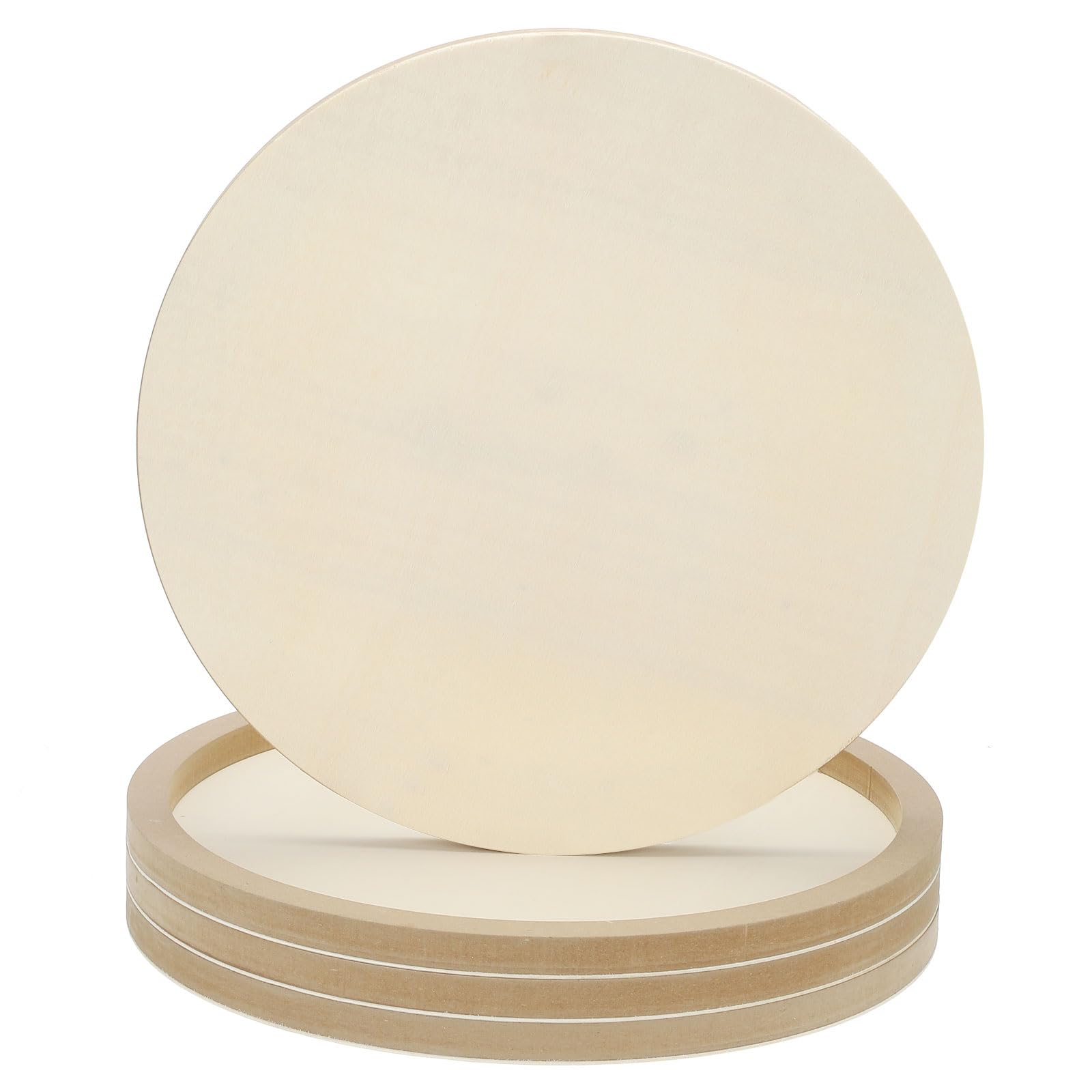 PATIKIL Paneles De Lienzo De Madera Redondos De 16", 4 Piezas De Placa De Madera Sin Acabar En Forma De Disco Circular Para Proyectos De Manualidades, Pintura Artística, Tallado, DIY