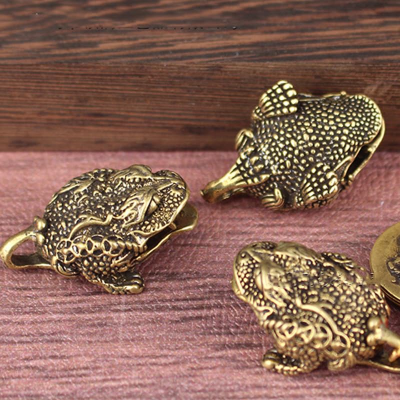 Set de 3 Figuras Decorativas Sapo Dorado de Latón miniatura 2