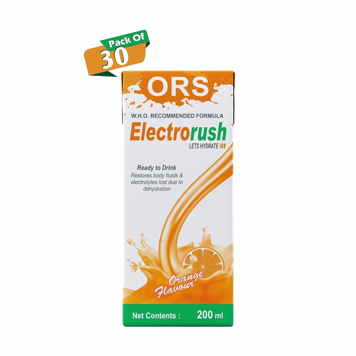Electrorush Orange ORS Ready-to-Drink 200ml (Pack of 30) | Electrolyte Beverage | Hydration & Rehydration Drink with Sodium, Potassium & Dextrose | Orange Flavour | No Caffeine — Amazon image 5