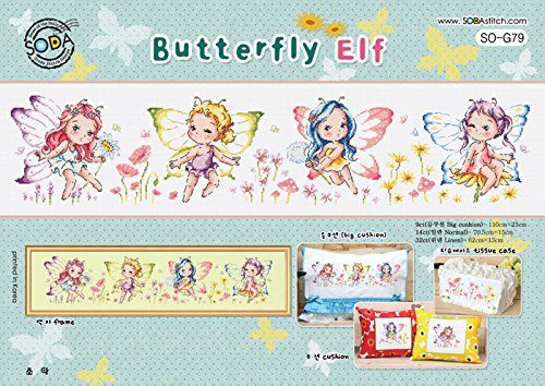 Soda Stitch Patten SO-G79 Butterfly Elf, SODA Cross Stitch Pattern Leaflet, Authentic Korean Cross Stitch Design Chart Color Printed on Coated Paper