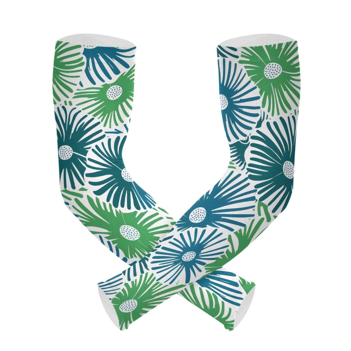 Cooling Arm Sleeves for Men Women UV Sun Protection Arm Covers Dandelion Blue Green Compression Sleeves Sports Football Golf Cycling