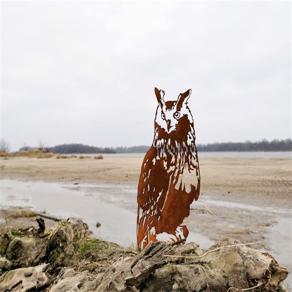 Garden Outdoor Decoration Rusty Metal Art Corten Steel Animal Decor Owl Handmade Bird for Yard Lawn Trees Fences Gates Windows Walls Grass, 3pcs