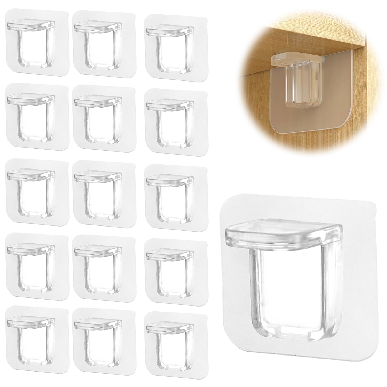 Support D'étagère Autocollant, 8 Pcs, En Transparent, 70 X 70 Mm