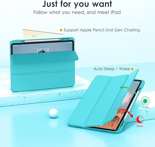 Miniatura 5 de VIKESI para iPad Pro 12.9 Funda 6543 Generación 2022202120202018, Funda Trasera Transparente Soporte para Lápiz Incorporado, Auto SleepWake,