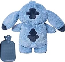 KBIBCK Fluffy Hot Water Bottle, 30 cm Hot Water Bottle Children, Cartoon Hot Water Bottle for Children, Cuddly Toy, Removable Inner Container, Plush Hot Water Bottle for Children, Adults (Blue)