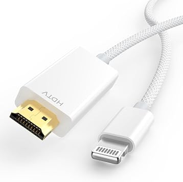 Apple MFi Certified Apple Lightning to HDMI Cable Adapter for iPhone to TV 1080P Digital AV Adapter Sync Screen Weave Cable for iPhone 14 13 12 11 Pro Max XS XR X to TV Projector Monitor