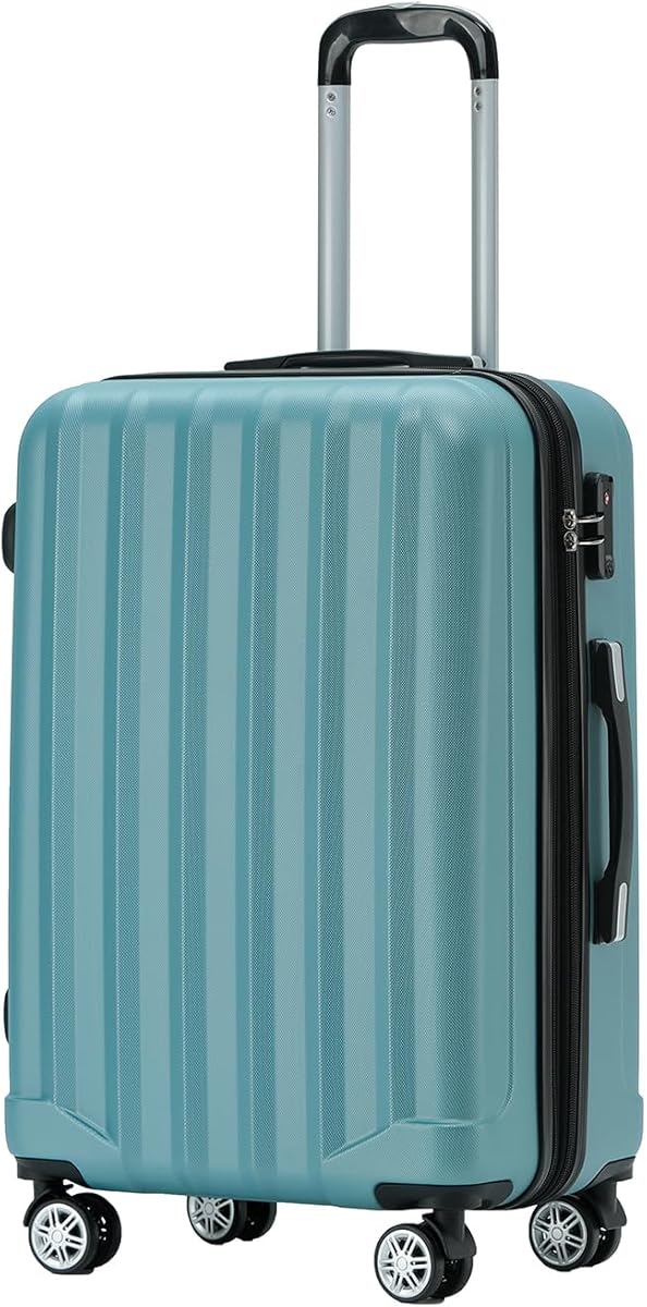 BEIBYE TSA-Schloß 2080 Gepäck Zwillingsrollen Reisekoffer Koffer Trolley Hartschale Dehnungsfuge (Ice Blue, L)