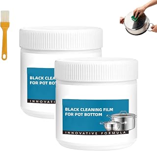 Powerful Burnt Residue Remover Paste for Cookware, Black Cleaning Film for Stainless Steel Pot Bottom, Deep-Penetrating Paste for Stubborn Stains, For All Cookware Material(2 PC)