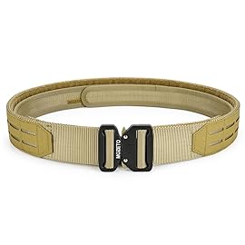 MOZETO Molle Battle Belt, 2 Battle Belts Tactical War Combat Quick Release Law Enforcement Duty Belts for Men