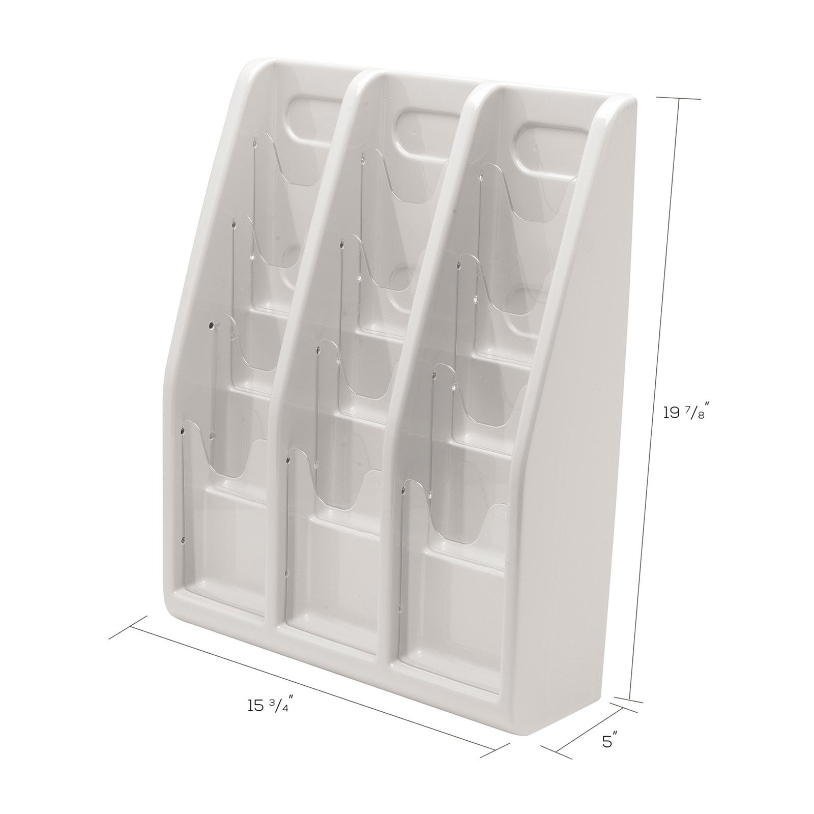 Deflecto 52809 Multi-tiered leaflet holder, 12 pockets, 15-3/4w x 5d x 19-3/4h, gray plastic