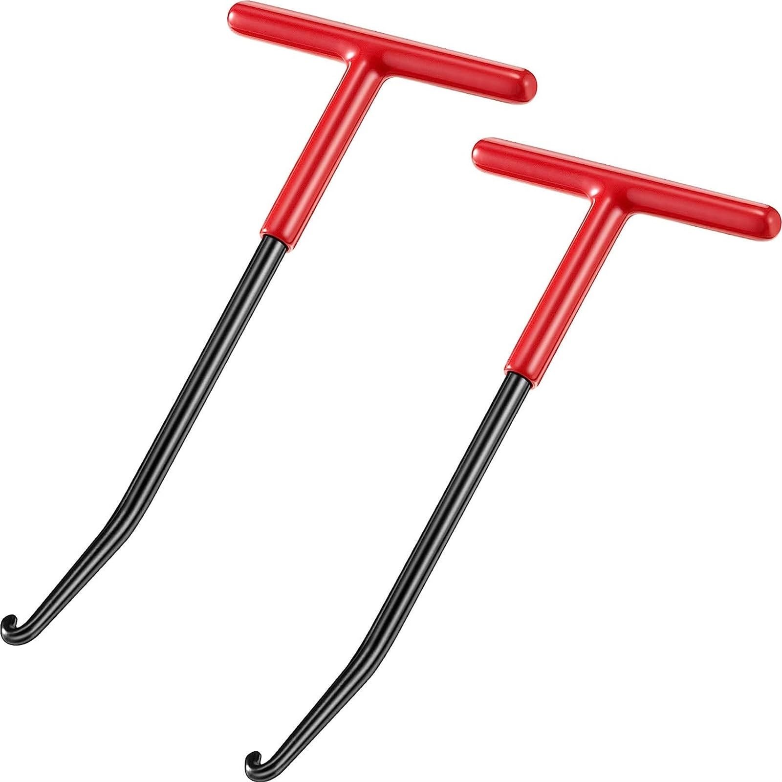 THE WHITE SHOP 2 Pieces Exhaust Spring Puller Tool Motorcycle Exhaust Spring Hooks, T Handle Exhaust Spring Hooks Snowmobile Spring Puller Removal Tool Pipe Spring Puller for Motorcycle Dirt Bike (Red