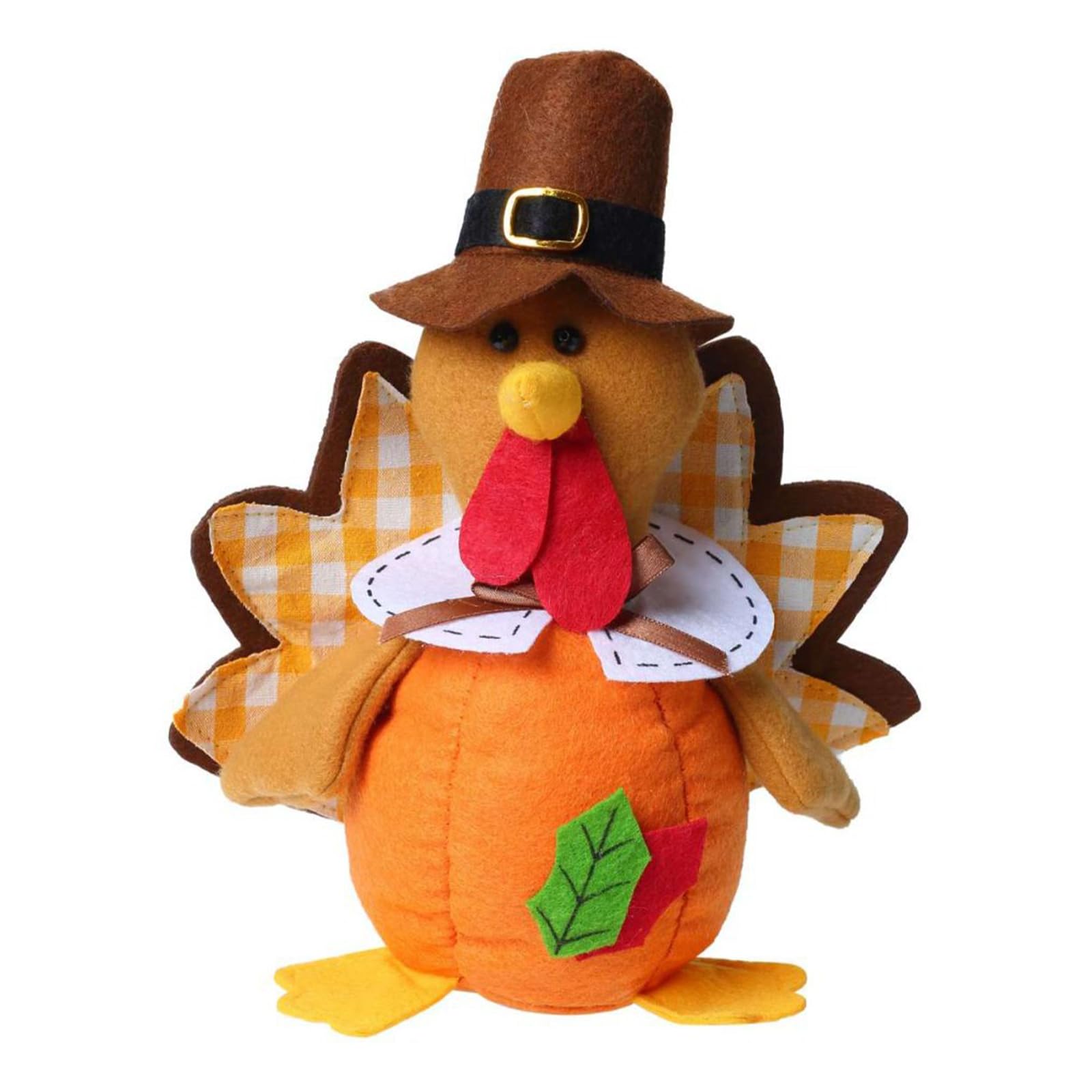 Turkey Mantel Decoration Thanksgiving Harvest Fabric Accent Freestanding Pumpkin Form Shelf Entryway