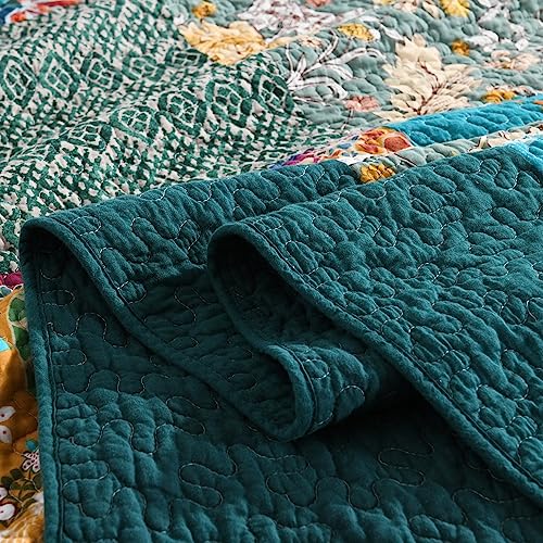 Autumn Dream TURQUOISE PATCHWORK 001 Cotton Bedspread Quilt Sets Reversible Bedding Coverlet Sets Comforter thumb #6