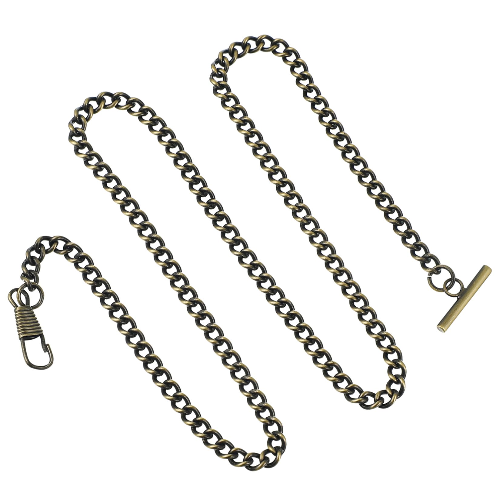VALICLUD Vintage Pocket Watch Chain T-bar Buckle Metal Jeans Belt Chain for Men Women Retro Style Accessory Bronze Color