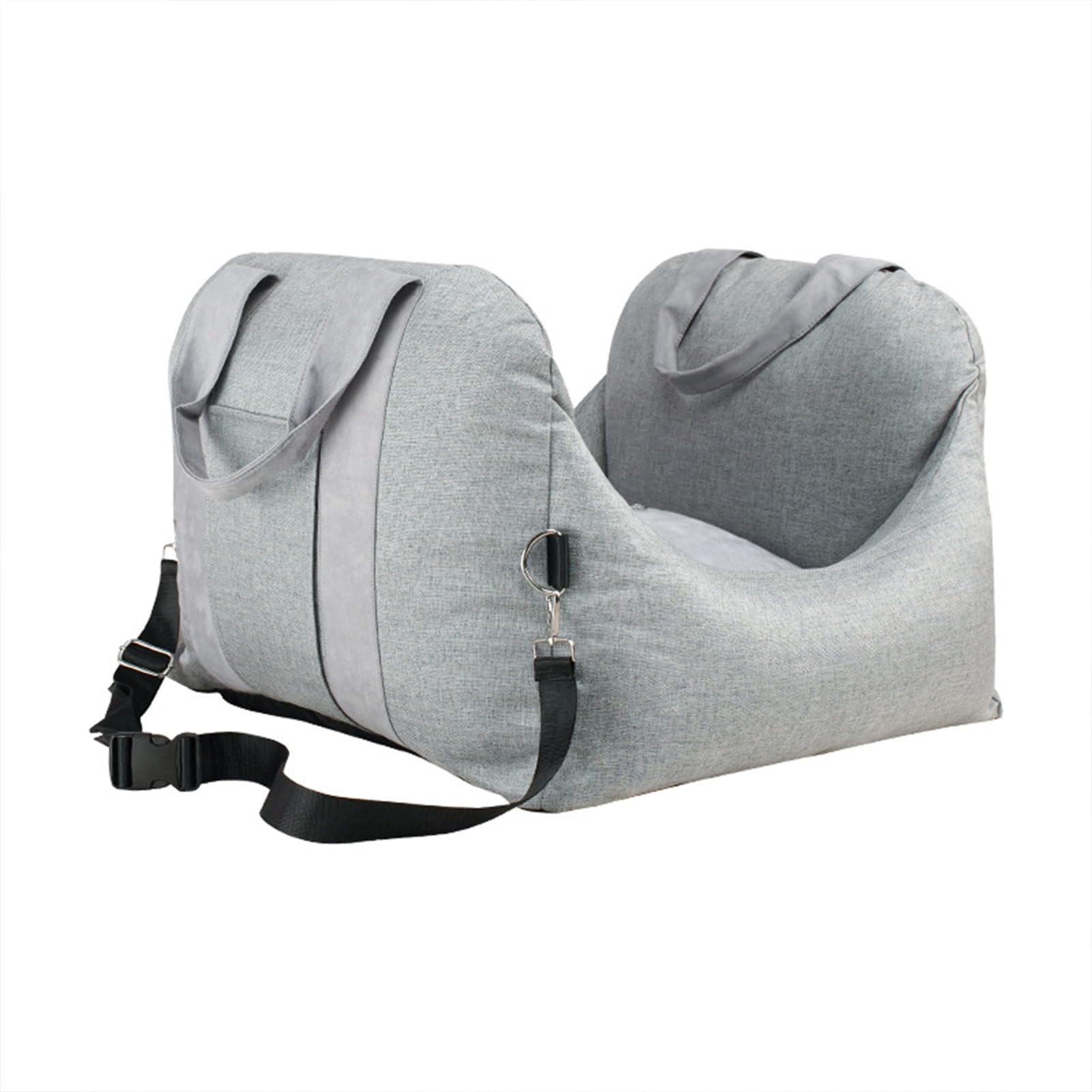 Asiento lavable para perros pequeños y pequeños, asiento de coche para perros pequeños/medianos, asiento para perros con cinturón de seguridad estable y bolsa de almacenamiento (gris claro)