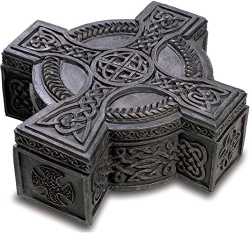 Boîte de stockage Celtic Cross Bricabreizh coffret carré en résine de 16 cm