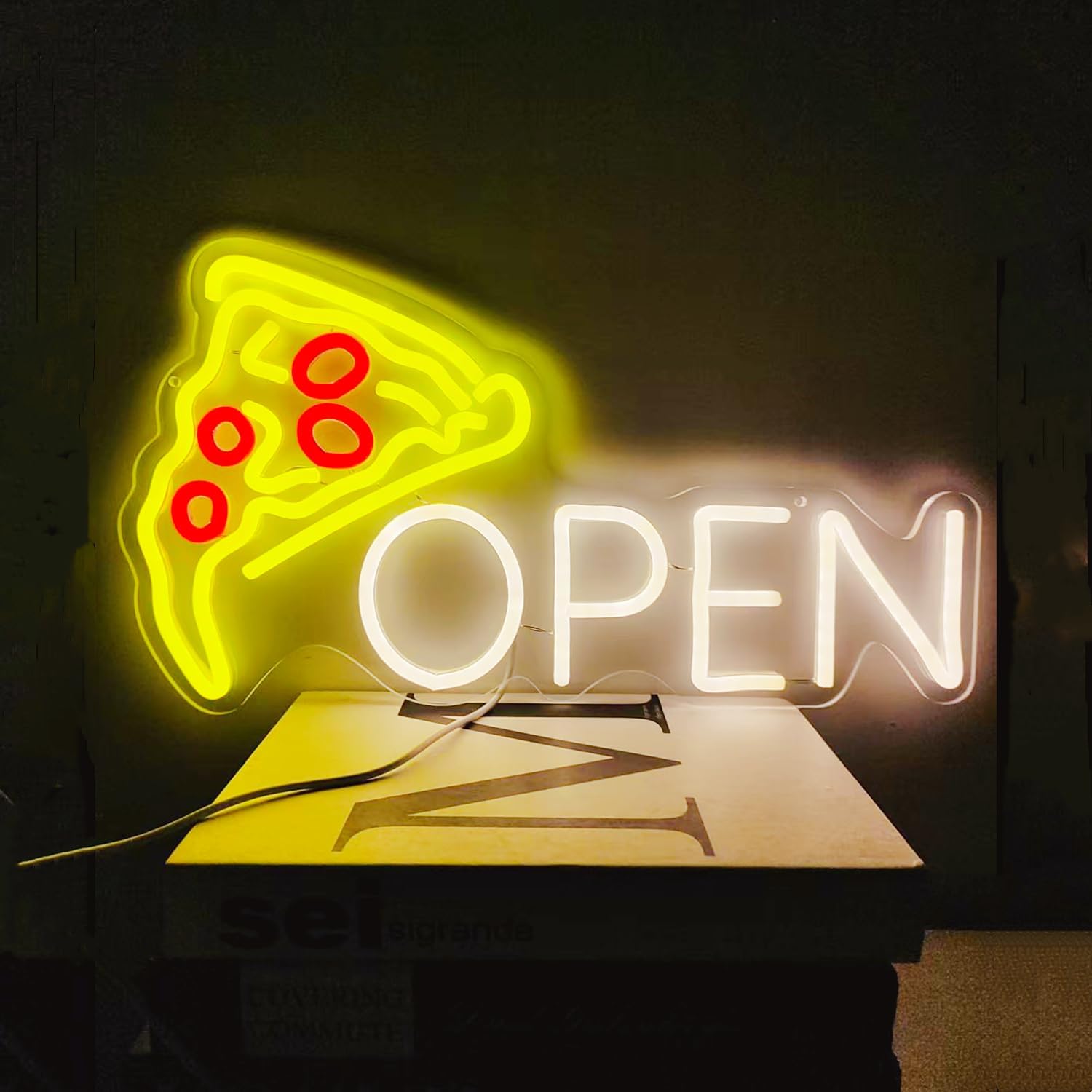 Pizza Neon Sign Acrylic Open Light up Signs for Business,Led Pizza Wall Art for Pizzeria Shop Kitchen Oven Pizza Party Decorations,Gifts for Pizza Lover,40x20CM/15.7x7.8In