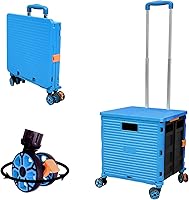 Vista 230 de FELICON SELORSS - Carrito plegable portátil con ruedas para subir escaleras y ruedas giratorias de 360°, mango telescópico, caja de plástico