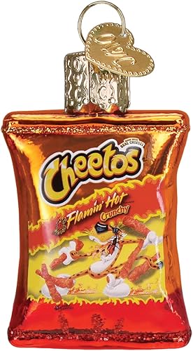 Miniatura 3 de Old World Christmas Gumdrops Mini Flamin' Hot Cheetos - Adorno soplado de cristal para árbol de Navidad, decoración navideña hecha a mano, colección