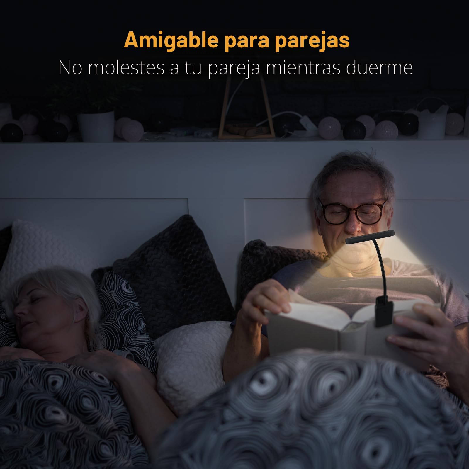 iFalarila Luz Lectura Recargable, 12 LED 360° Ajustable [RA>95] para Leer en La Cama, Lectores Noche, E-Reader, Tablet, Estudio, Libro, Viaje