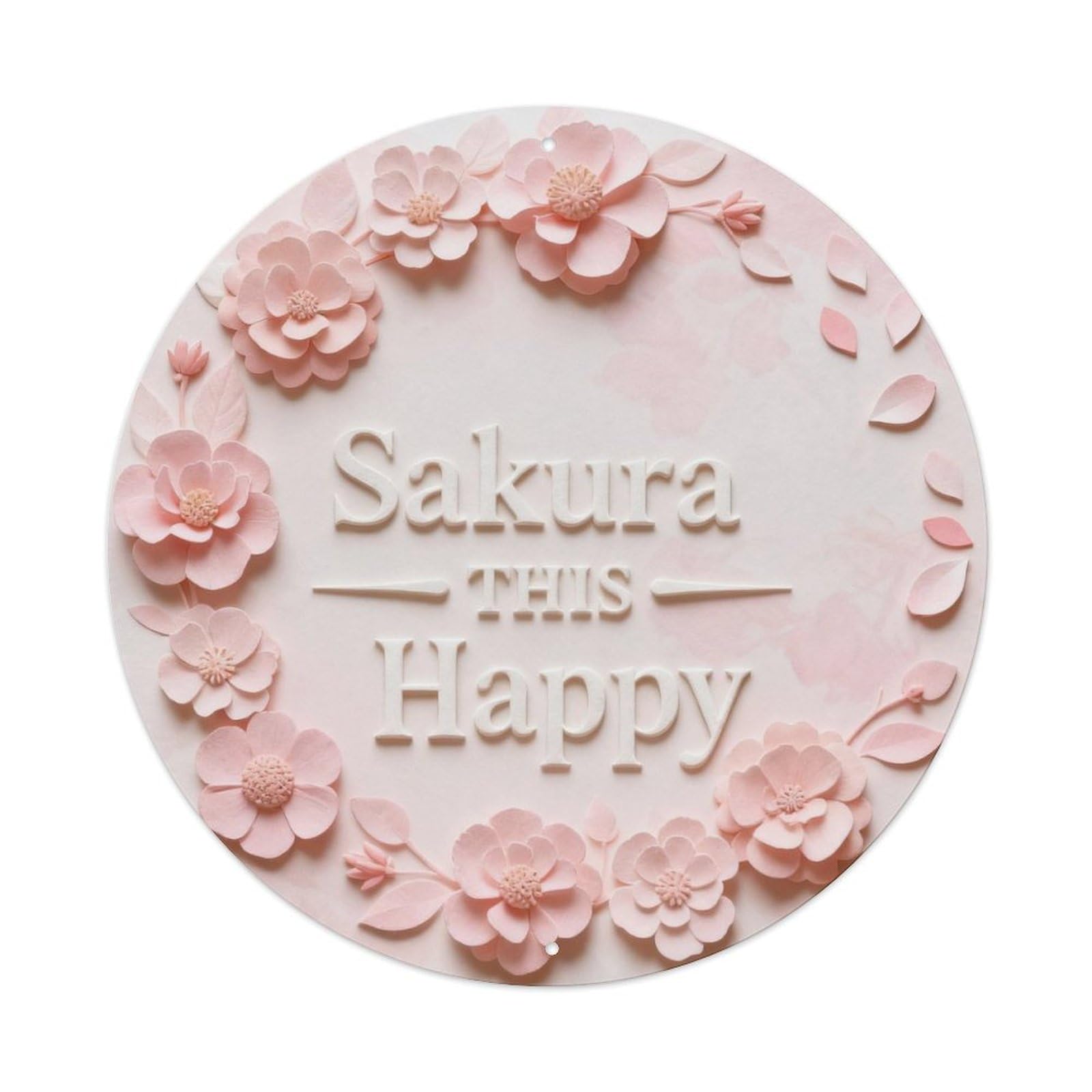 Sakura Happy Metal Tin Sign Plaque