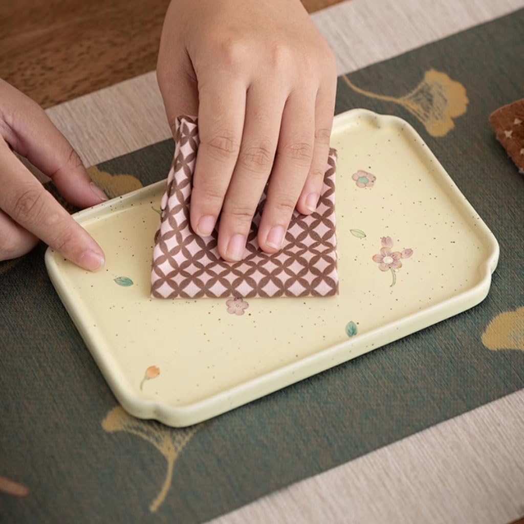 Bandeja para Servir, Creativa Bandeja de té de cerámica Pintada a Mano, Bandeja Sencilla para el hogar, Bandeja para café y refrigerios de Escritorio, bandejas para Comer en el Regazo