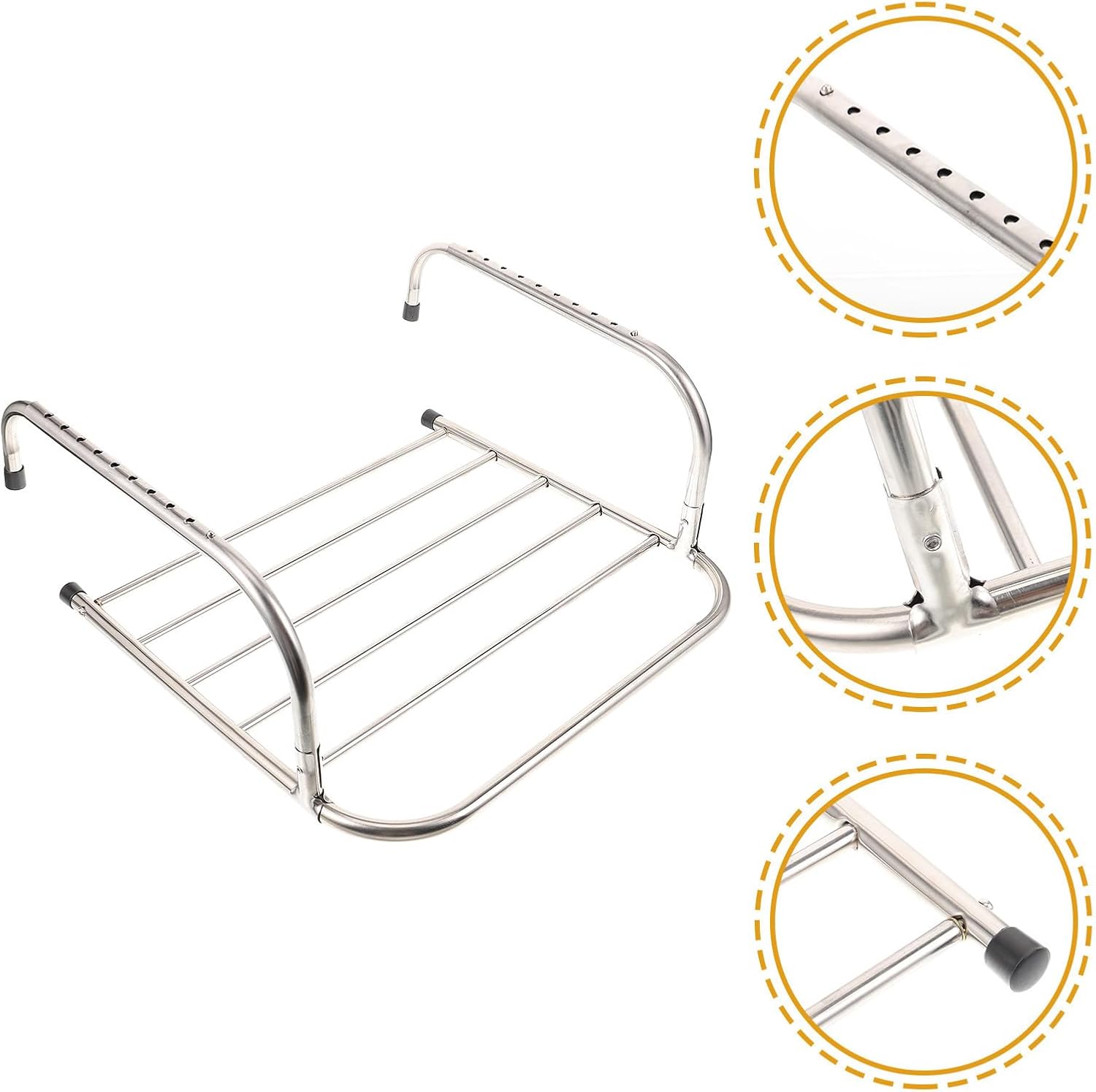 Stainless Steel Folding Clothes Drying Rack for Windowsill and Balcony, Multifunctional Shoe and Clothes Hanging Shelf, Sturdy and Not Easy to Deform, for Indoor Laundry Room Use