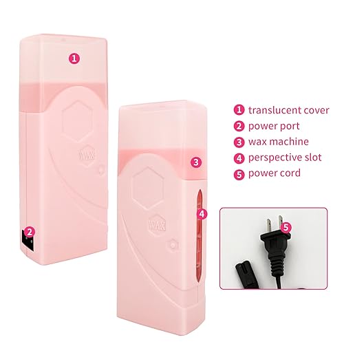 Miniatura 5 de Calentador de cera rosa para depilación, calentador eléctrico portátil de cera enrollable, depiladora de rodillo para el hogar, máquina de