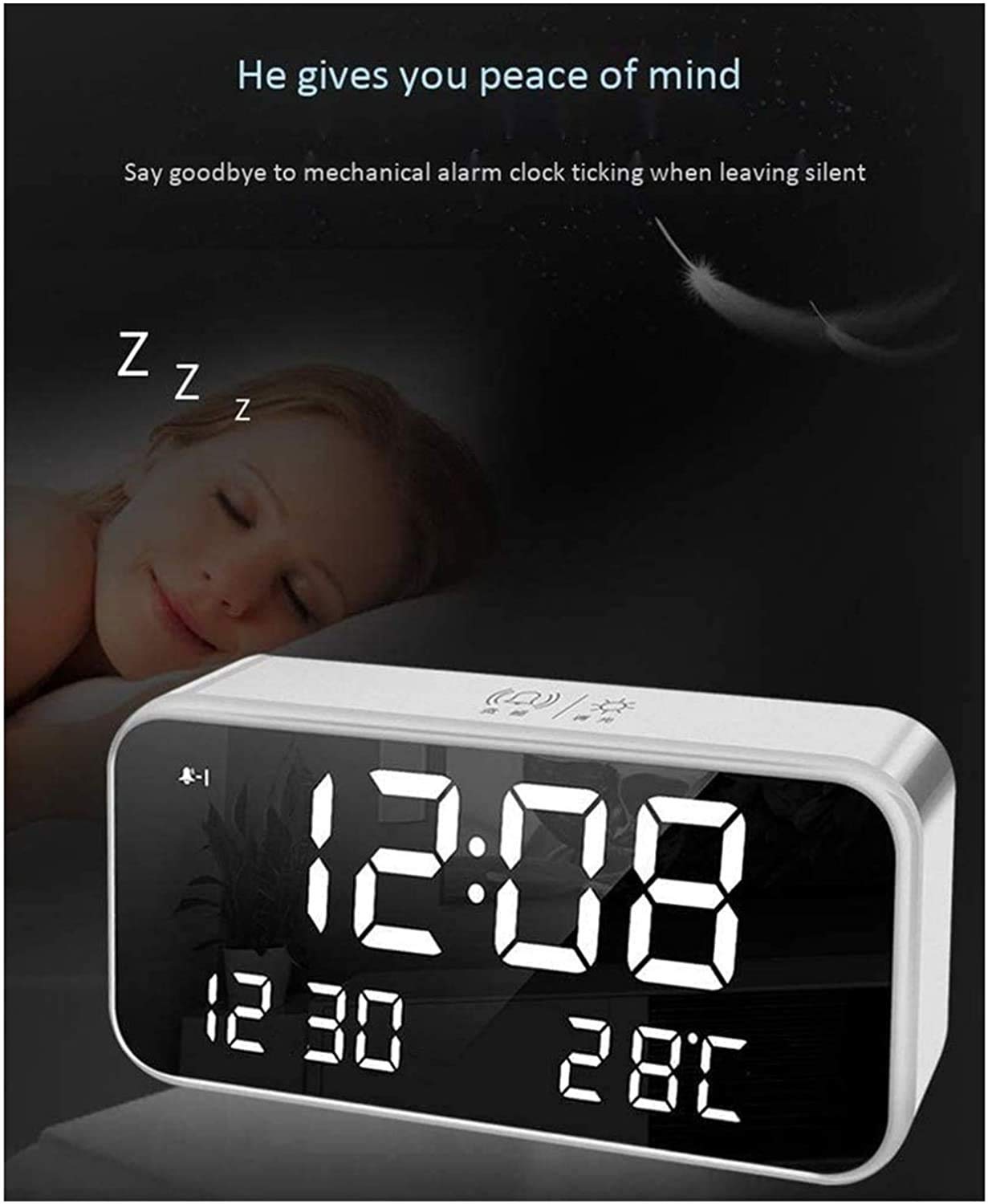 Sveglia digitale a LED con snooze, facile da impostare, per orologio compatto per camere da letto, comodino, scrivania (colore: rosa)