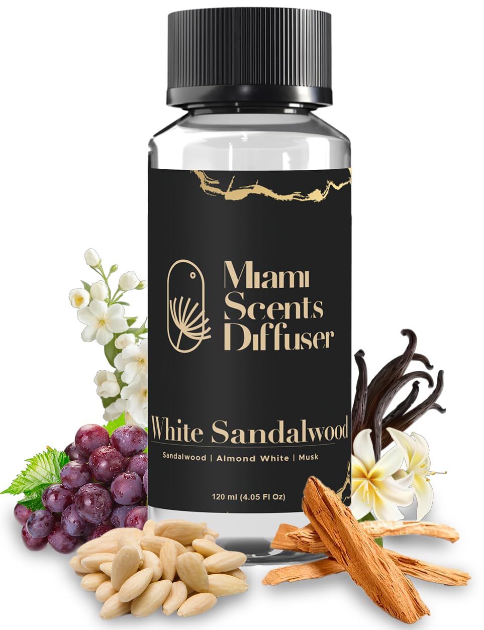 White Sandalwood Scent Inspired by The St Regis Hotel 4 FlOz - 120 ml Essential Oil Aroma for Home Office Diffuser Luxury Fragance Refill Aromatherapy Fresh Blend of Sandalwood Musk and Almond White