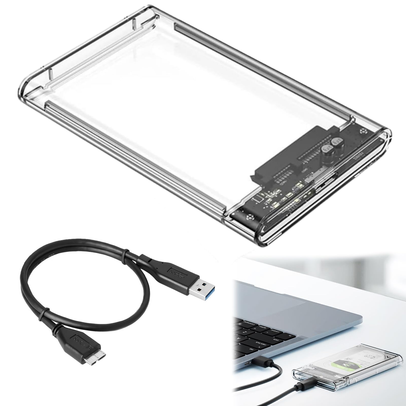 RRICHH 2.5 Inch Hard Drive Enclosure, 5Gbps USB 3.0 to SATA III