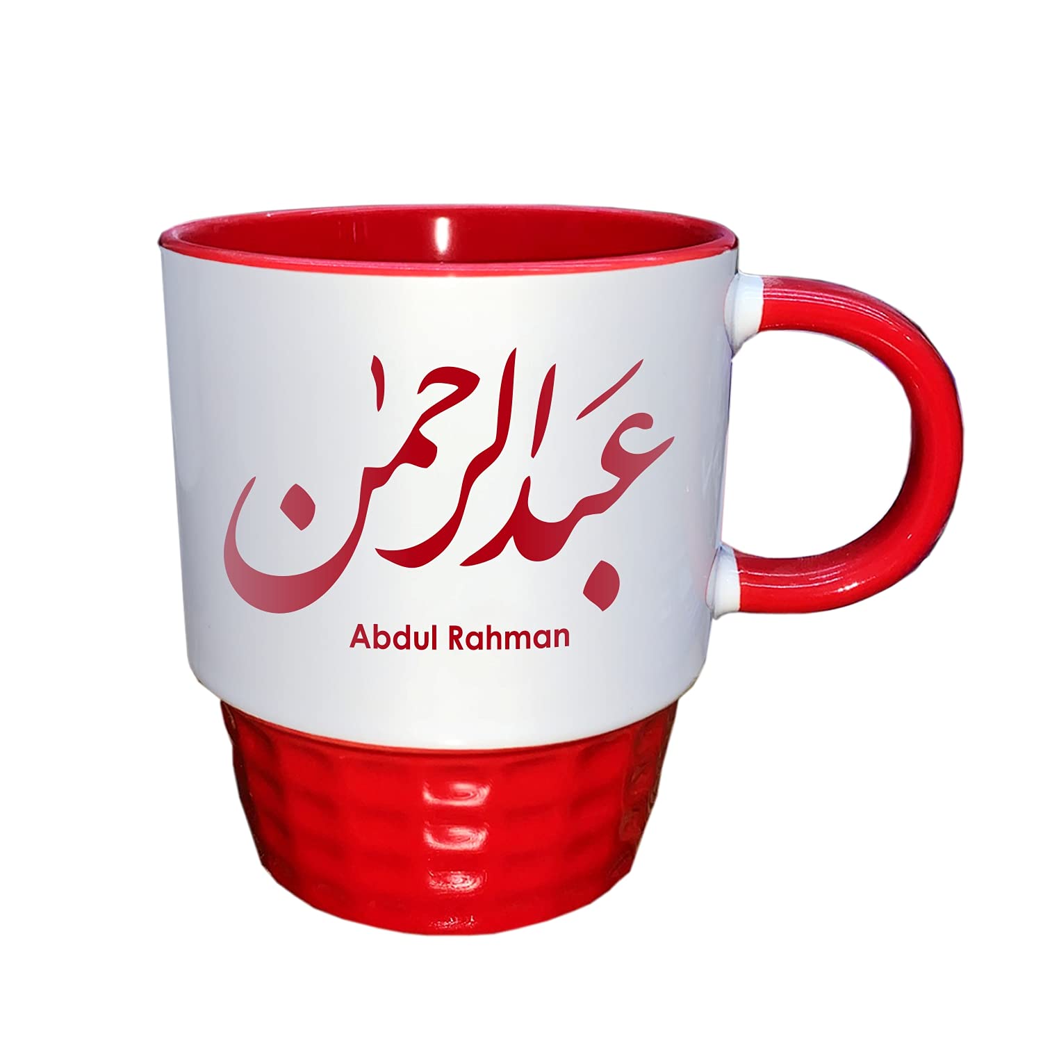 FMstyles Arabic Calligraphy Name Abdul Rahman Red Half Tone Mug, HTR-MGT-026