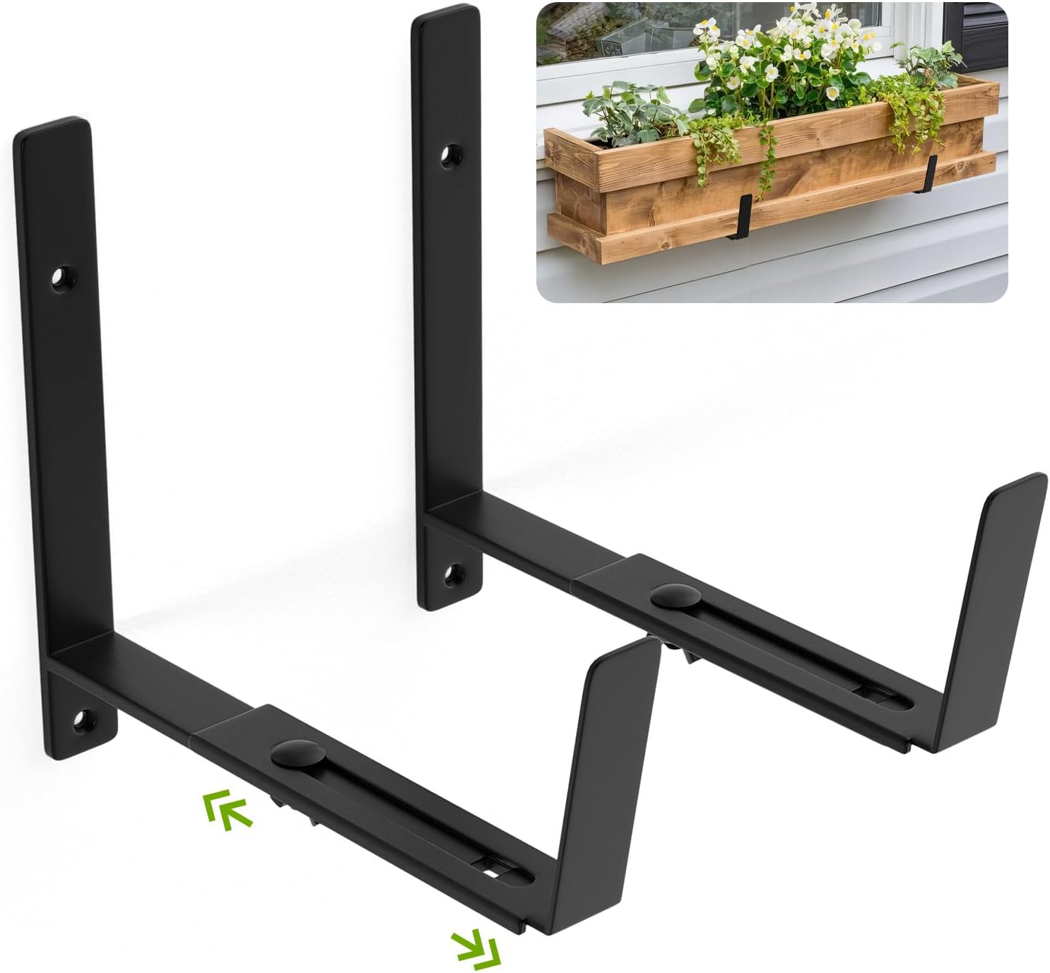 BIOMAND Adjustable Window Box Brackets, 6 to 12 inch Heavy