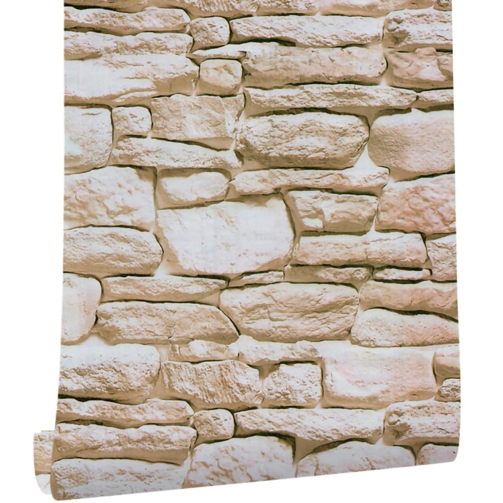Ray-Velocity Stone Brick Wallpaper, 3D Slate Stone Brick Effect Wallpaper, Peel and Stick Waterproof Removable Vinyl Film Decorative Wall Stickers for Bathroom Kitchen (200cm, A6) — image 1