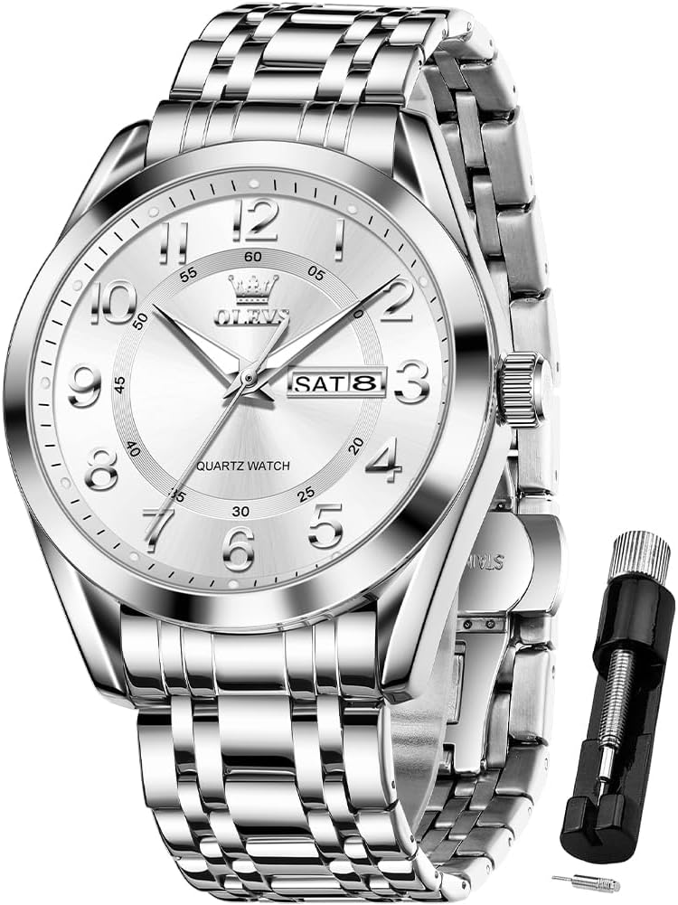OLEVS Mens Watches Business Large Numer Easy to Read Quartz