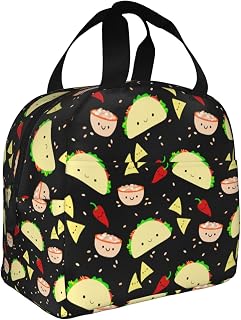 Cute Taco Pizza Insulated Lunch Bag For Men Women Reusable Lunch Box Container Waterproof Portable Cooler Thermal Tote Bag For Work Office Picnic Beach Travel