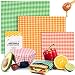 Organic Beeswax Wrap - Zero Waste Reusable Food Wraps | Eco Friendly, Sustainable, Biodegradable, Food Storage Alternative to Plastic Wrap | 3 Pack Multicolor Plaid Wraps (Green, Orange, Red)