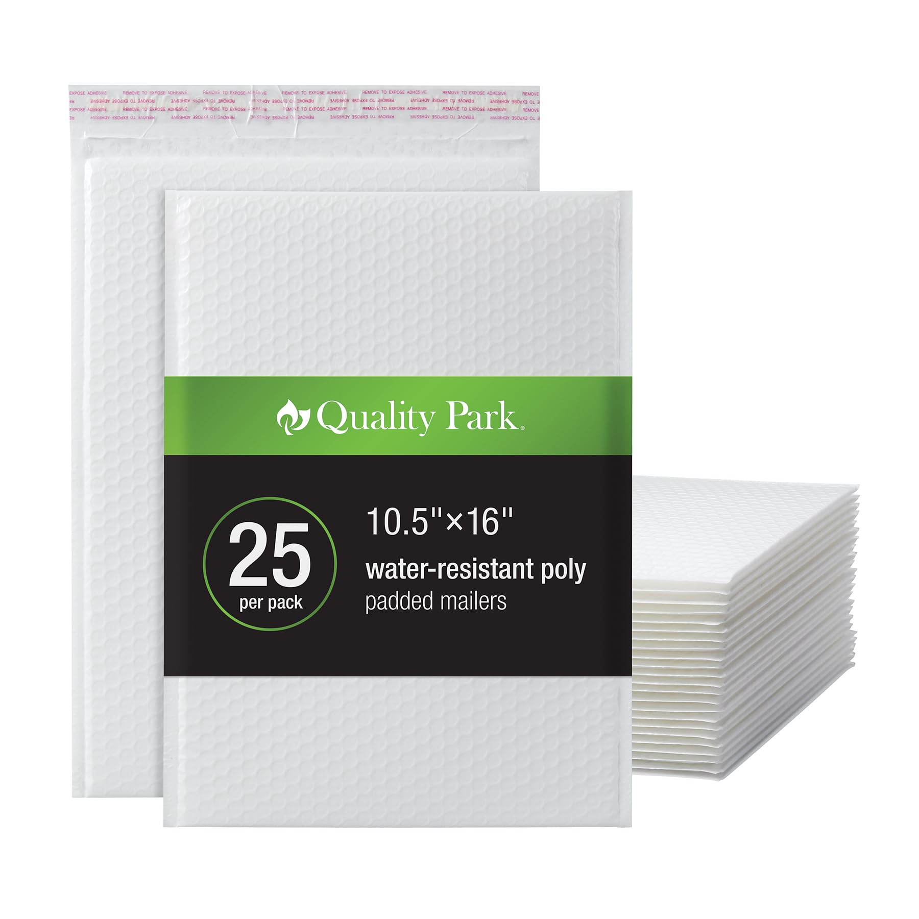 Quality Park Sobres grandes de burbujas, 10.5 x 16 pulgadas, sobres de polietileno blanco, sobres acolchados, resistentes al agua, cierre autoadhesivo, 25 por caja (QUA85925)