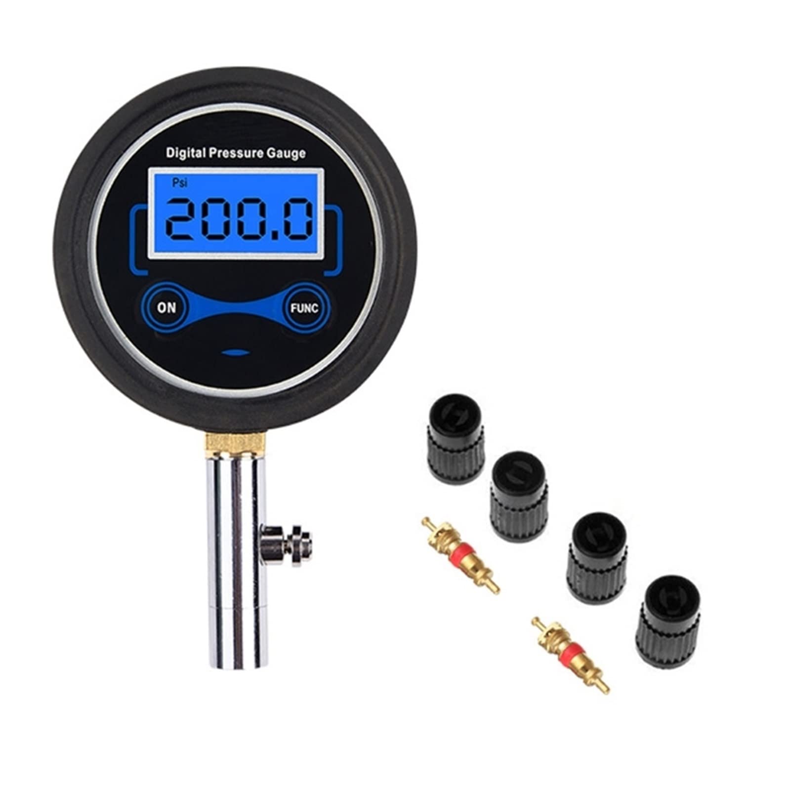 Inflador de neumáticos de Aire para Bicicleta de Coche con manómetro Digital de presión LCD de 200 PSI (B)