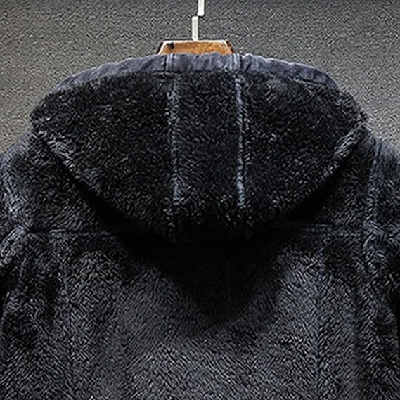 Mens Fleece Lined Denim Hoodie Jacket Casual Long Sleeve Button Down Trucker Coat Warm Winter Hooded Jean Jacket - Image 4