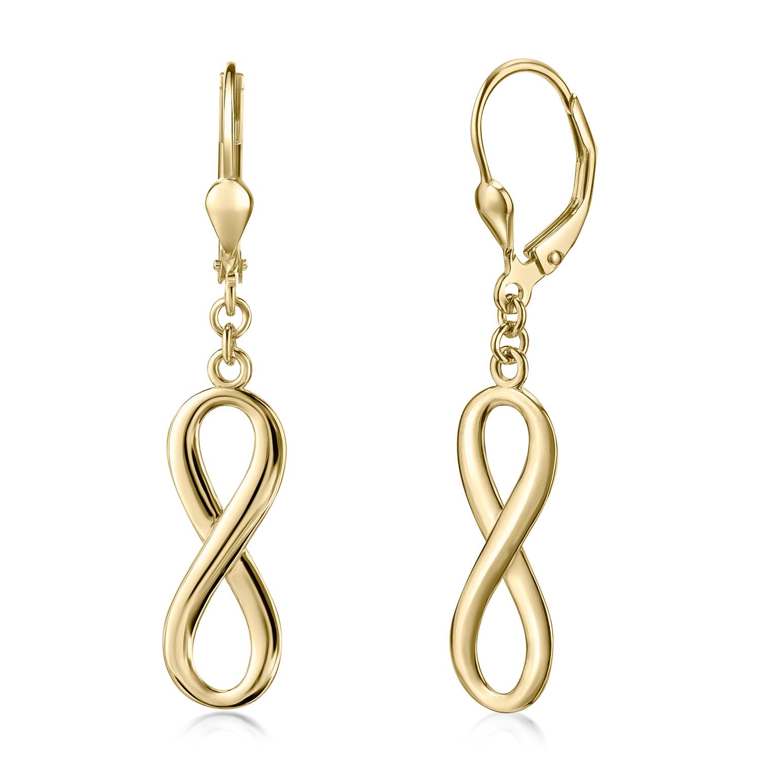 Infinite U - Orecchini a perno da donna in argento Sterling 925, placcati in oro rosa con zirconi, simbolo infinito, regalo di compleanno, di Natale e Argento, colore: Argento, cod. E5325