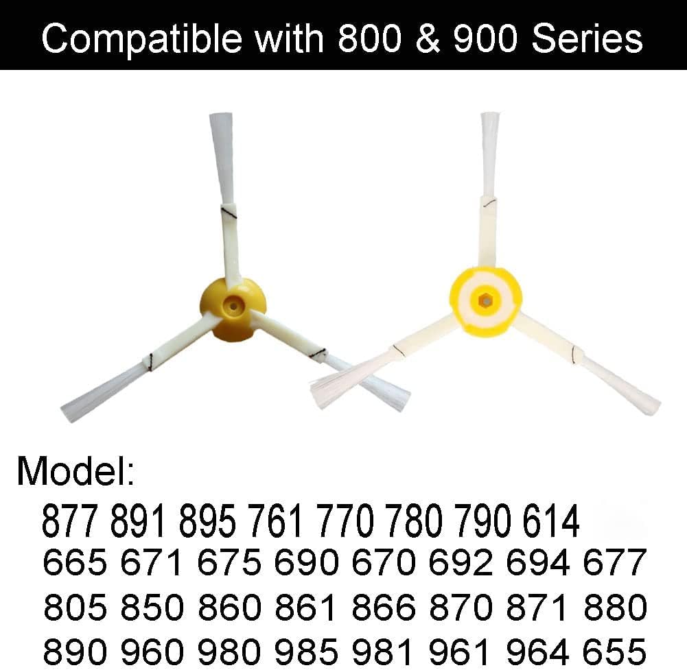 3-Pack Replacement Side Brush Compatible with IRobots Roomba 800 and 900 Series & 600 Series 877 891 895 761 770 780 790 614 665 671 675 690 670 Models,White - 4636428