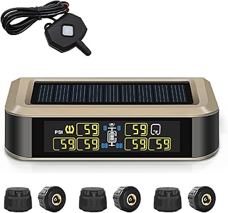 B-Qtech Wireless TPMS Solar Power Tire Pressure Monitoring System RV Truck TPMS with 6 Sensors with Repeater for Car Tow Motorhome Travel Trailer’s Pressure and Temperature 0~200PSI