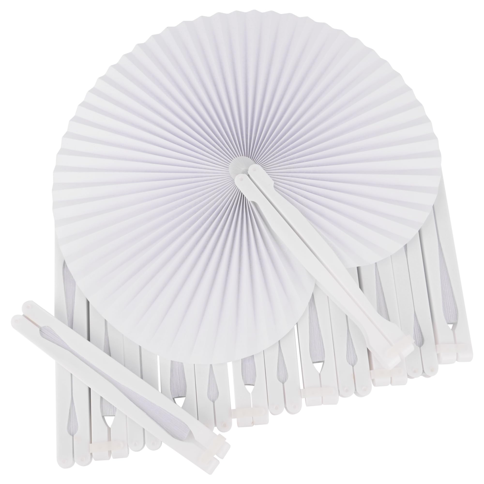KEYIDO Lot de 60 Éventail Mariage Lot Eventails Blanc Eventail Papier a Decorer Invité Baptême et Fête Peinture Calligraphie Éventails Japonais Poche Pliante
