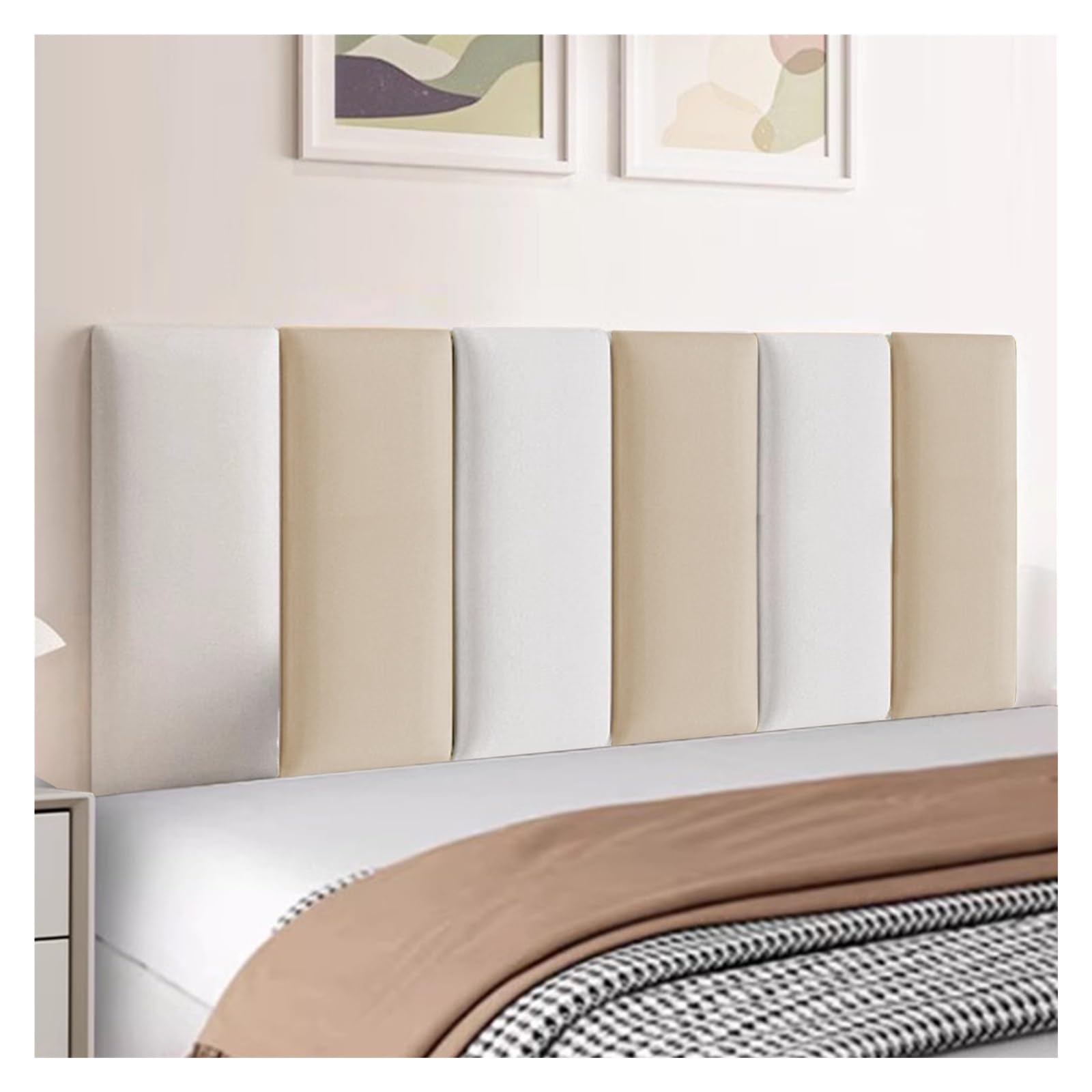 Tête de Lit Tapissée, Peler et Coller Panneaux Muraux Souples Enfants Anti-Collision Tête de Lit Stickers Muraux pour Taille de Lit Simple et Double(Apricot,120x50cm)
